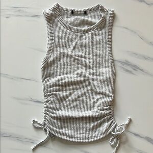 Sleeveless Ribbed Knit Top - Gray